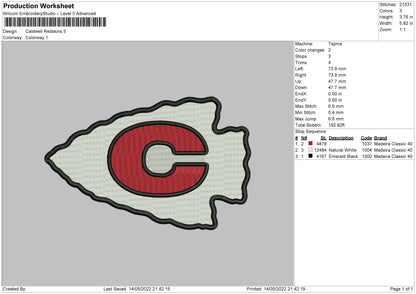 Caldwell Redskins Embroidery Machine Design File 6 size
