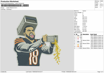 Player 18 Embroidery Machine Design File 6 sizes