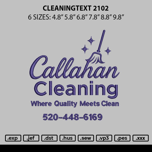Cleaningtext 2102 Embroidery File 6 sizes