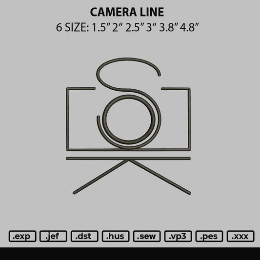 Camera Line Embroidery Design File 6 sizes