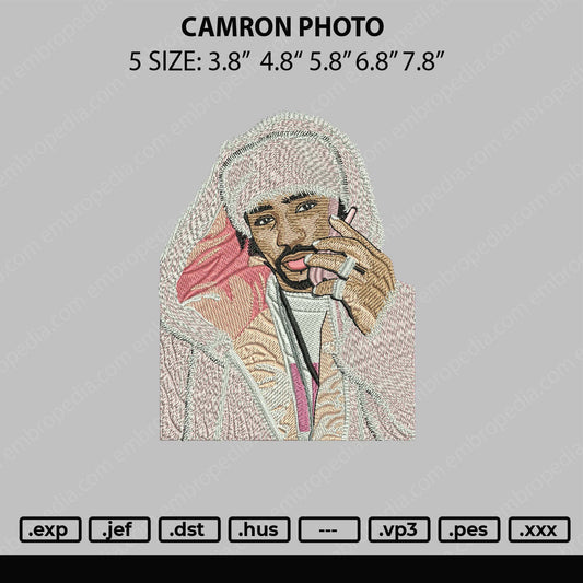 Camron Photo Embroidery Design File 5 sizes