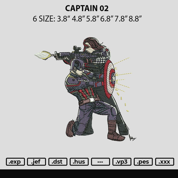 Captain 02 Embroidery File 6 sizes