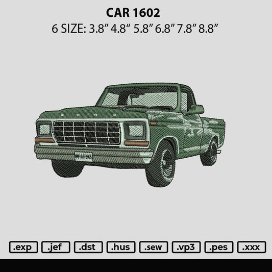 Car 1602 Embroidery File 6 sizes