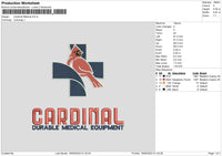 Cardinal M Embroidery File 6 sizes