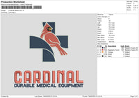 Cardinal M Embroidery File 6 sizes