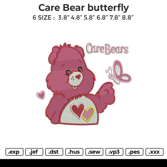 Care Bear butterfly Embroidery File 6 sizes