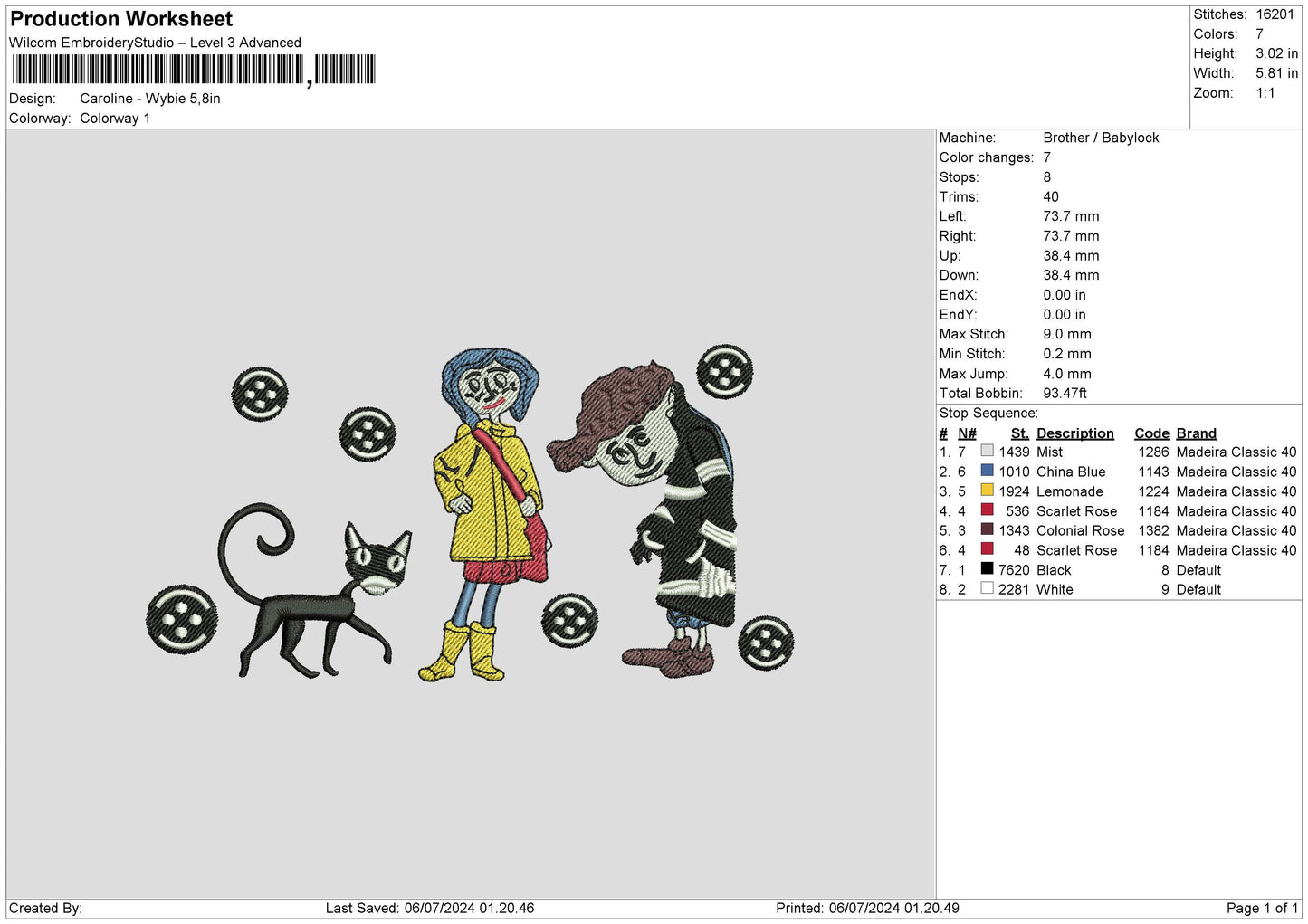 Caroline0607 Embroidery File 6 sizes