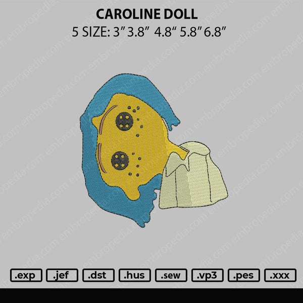 Caroline Doll Embroidery File 5 sizes