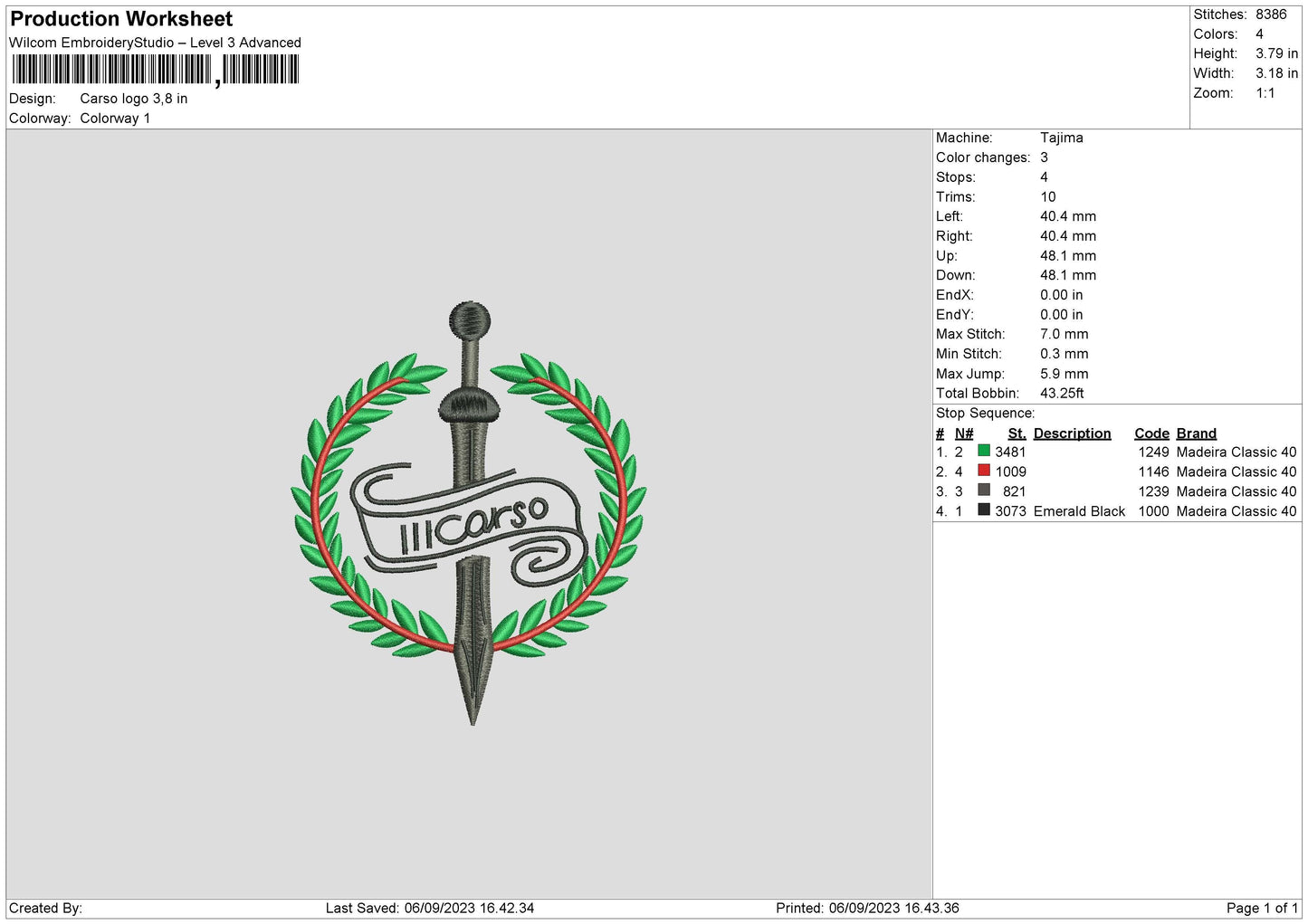 Carso L Embroidery File 6 sizes