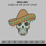 Skull 0601 Embroidery File 6 sizes