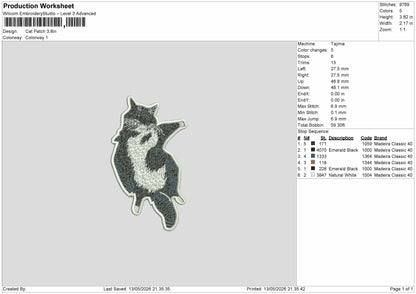 Cat Patch Embroidery design File 6 sizes