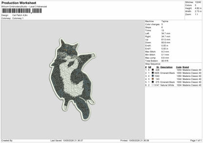 Cat Patch Embroidery design File 6 sizes