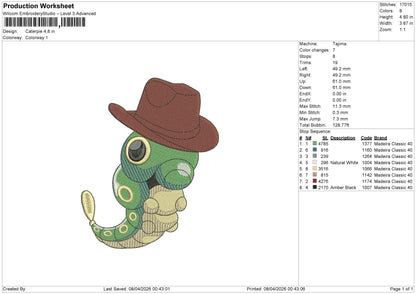 Caterpie Embroidery File 6 sizes