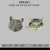 Cats 2911 Embroidery File 6 sizes