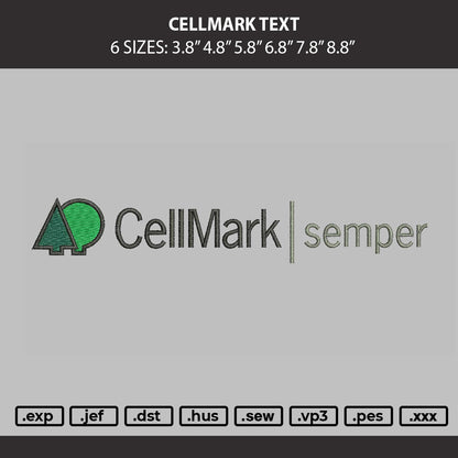 Cellmark Text Embroidery Machine Design File 6 sizes