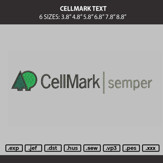 Cellmark Text Embroidery Machine Design File 6 sizes