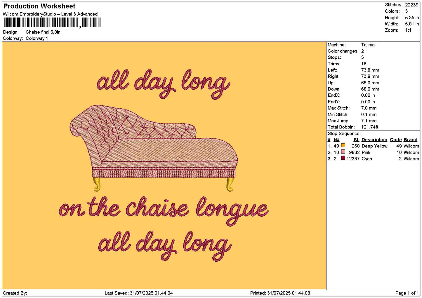 Sofatext Embroidery File 6 sizes