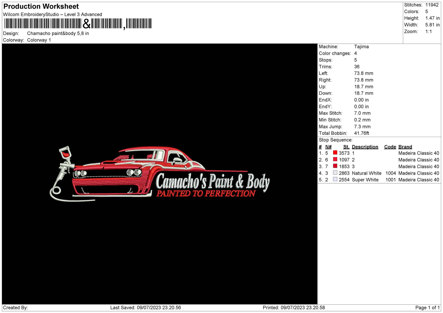 Camacho Paint Embroidery Design File 6 sizes