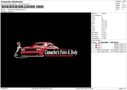Camacho Paint Embroidery Design File 6 sizes