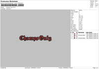 Champs Only Embroidery File 4 size