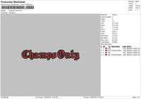 Champs Only Embroidery File 4 size