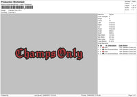 Champs Only Embroidery File 4 size