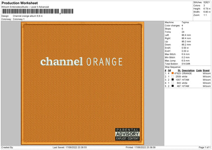Channel Orange Cover Embroidery File 4 size