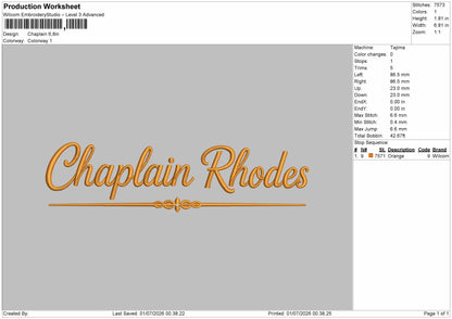 Chaplaintext Embroidery Machine Design File 6 sizes
