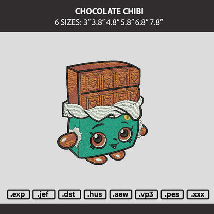Chocolate Chibi Embroidery Machine Design File 6 sizes