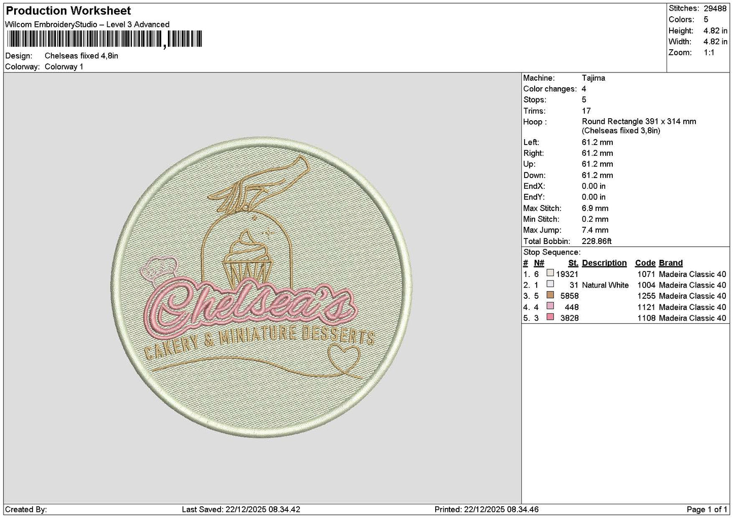 Chelseastext Embroidery File 6 sizes