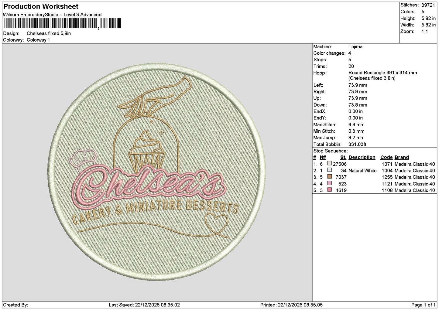 Chelseastext Embroidery File 6 sizes