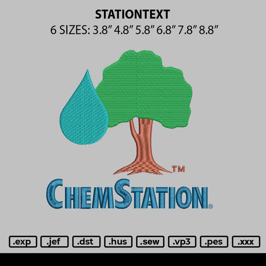 Stationtext Embroidery File 6 sizes