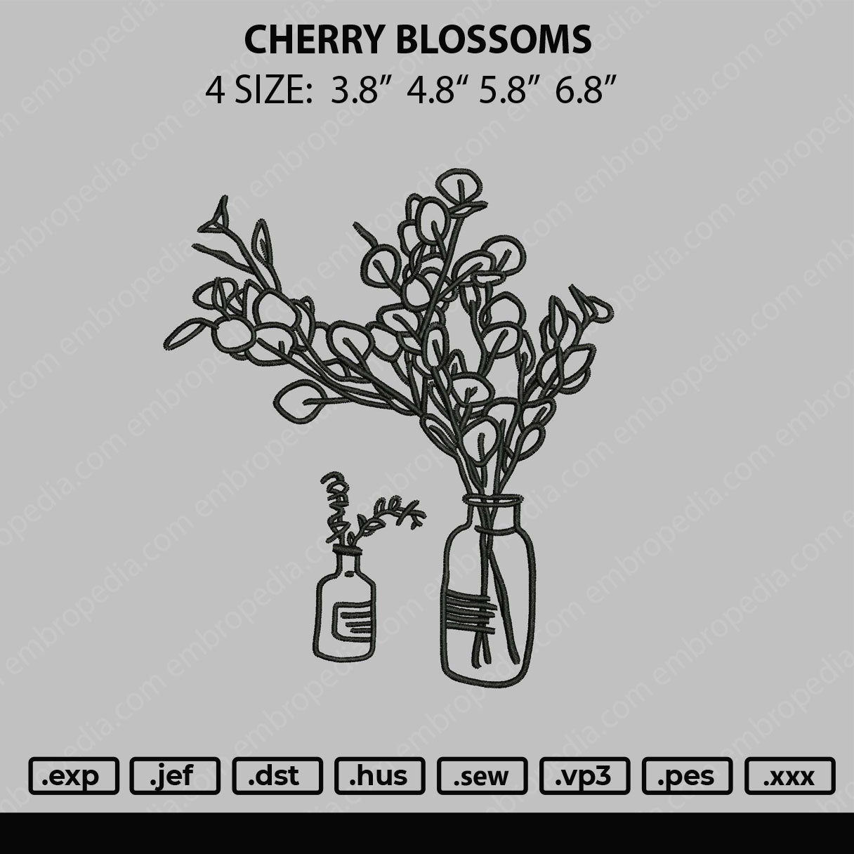 Cherry Blossom Embroidery File 4 size