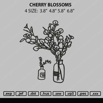 Cherry Blossom Embroidery File 4 size