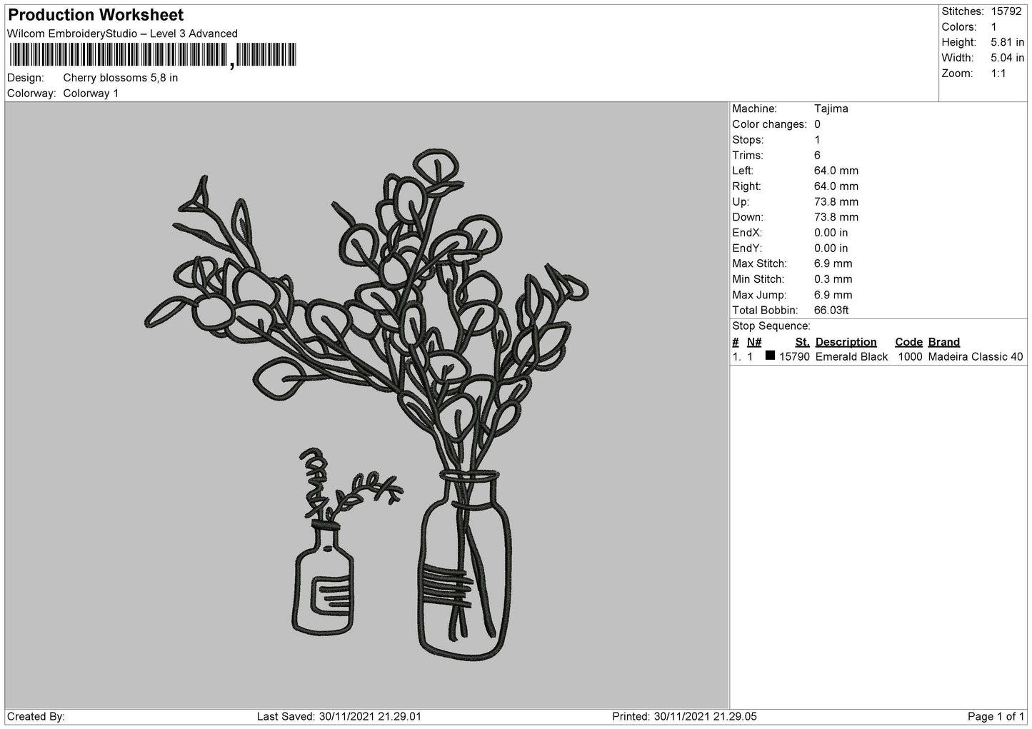 Cherry Blossom Embroidery File 4 size