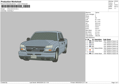 Car 0802 Embroidery Machine Design File 6 sizes