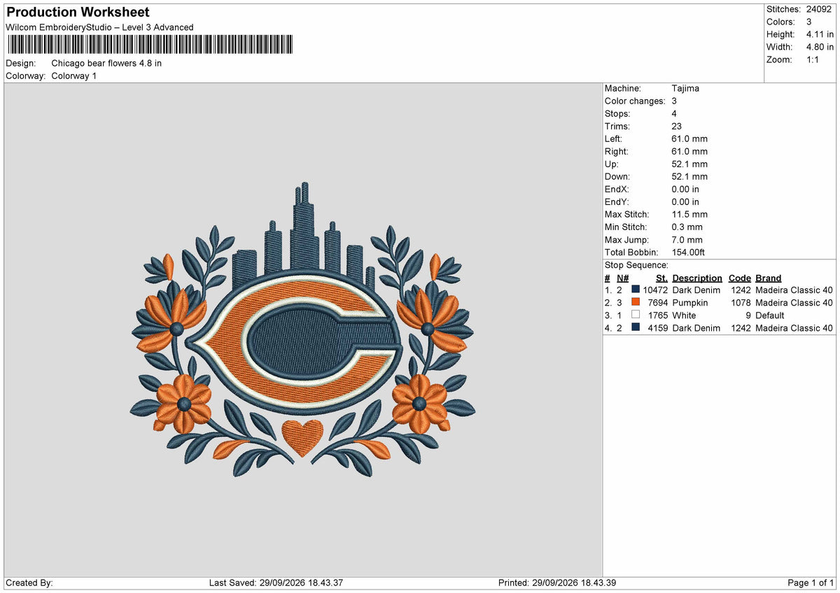 C Flowers Embroidery Machine Design File 6 sizes