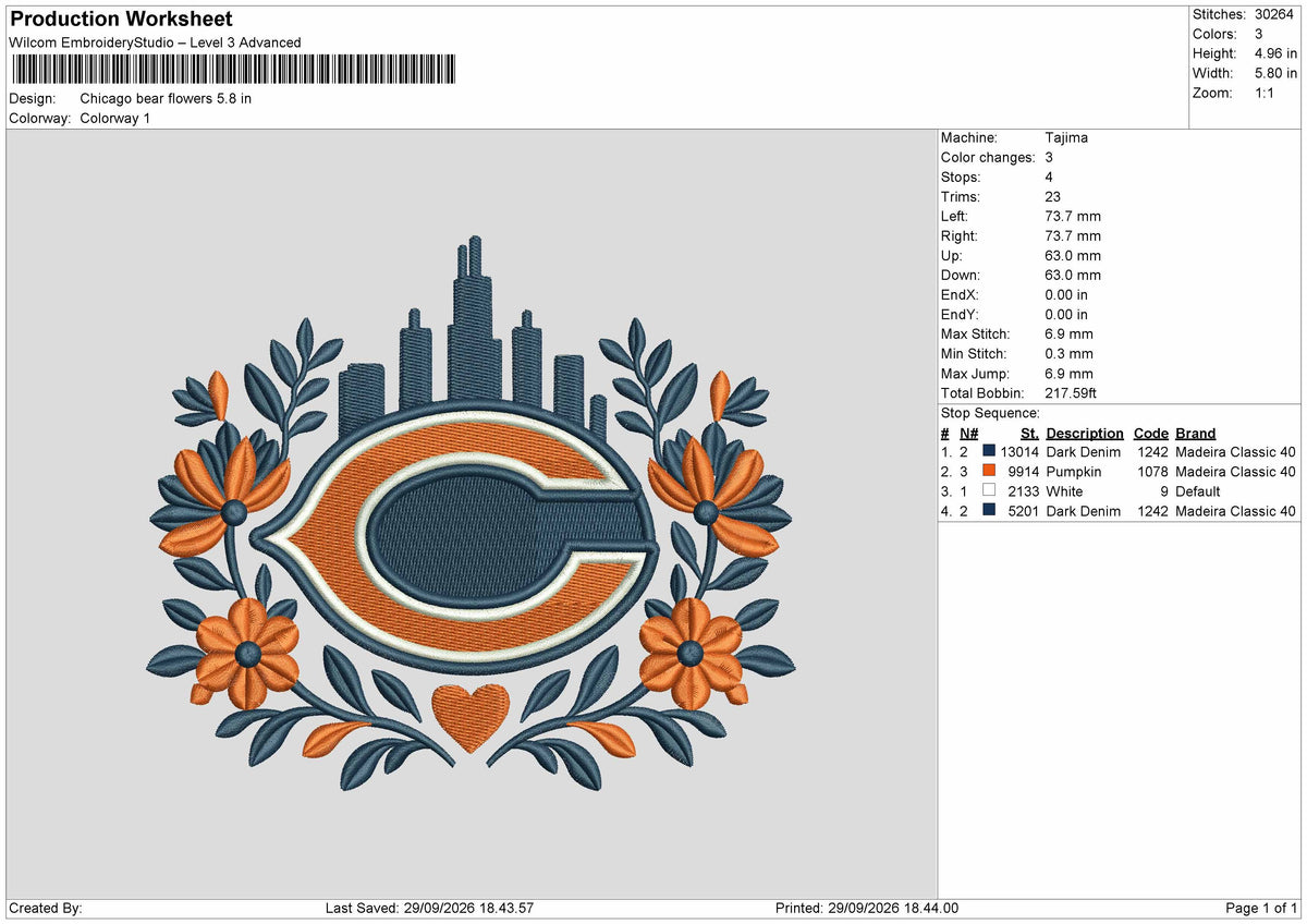 C Flowers Embroidery Machine Design File 6 sizes