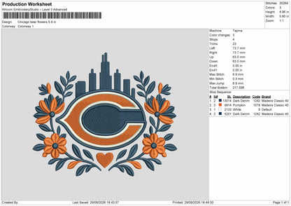 C Flowers Embroidery Machine Design File 6 sizes