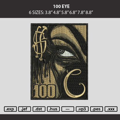 100 Eye Embroidery Machine Design File 6 sizes