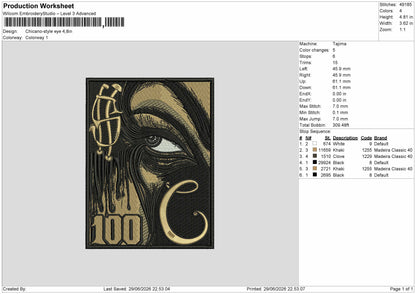100 Eye Embroidery Machine Design File 6 sizes