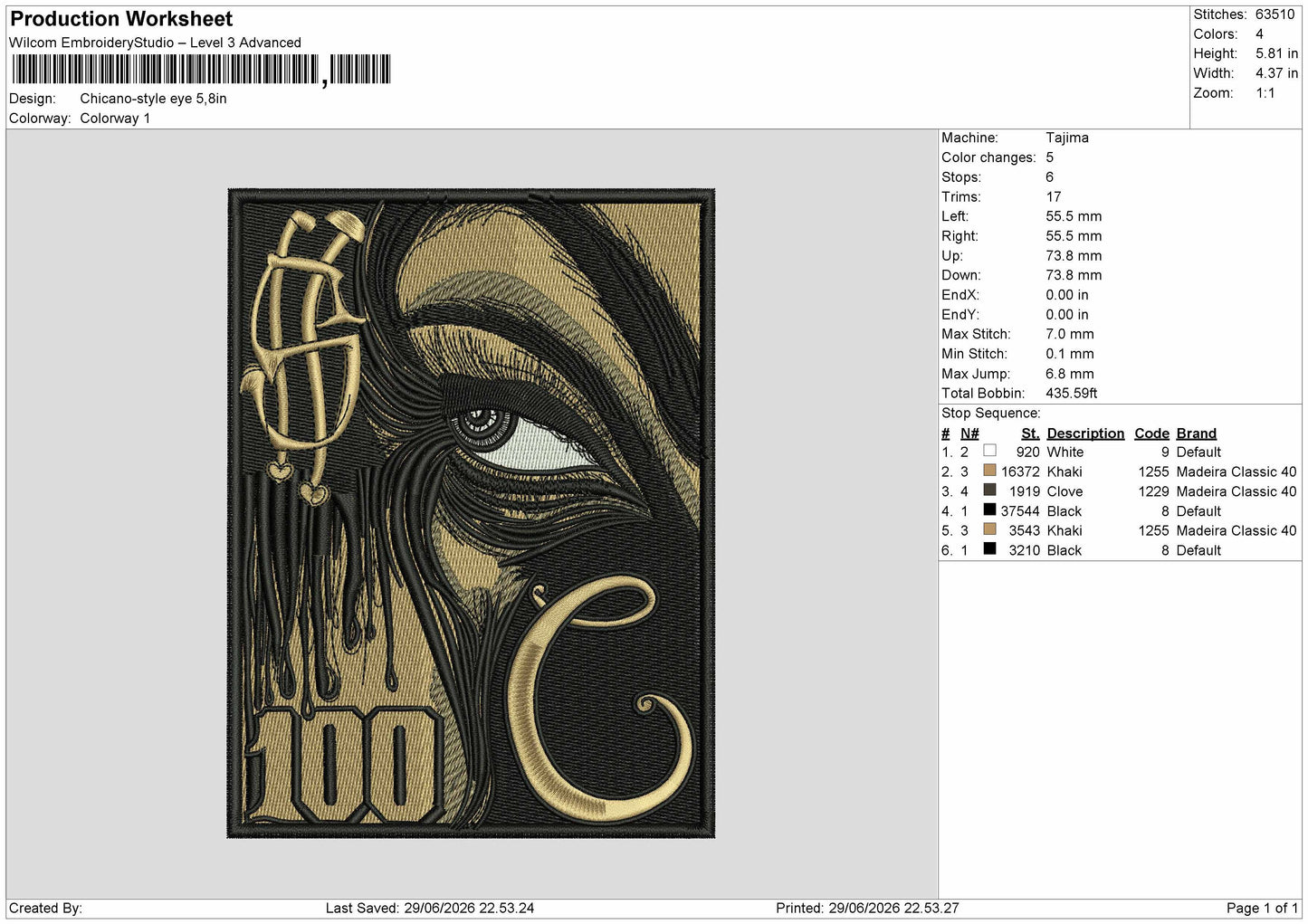 100 Eye Embroidery Machine Design File 6 sizes