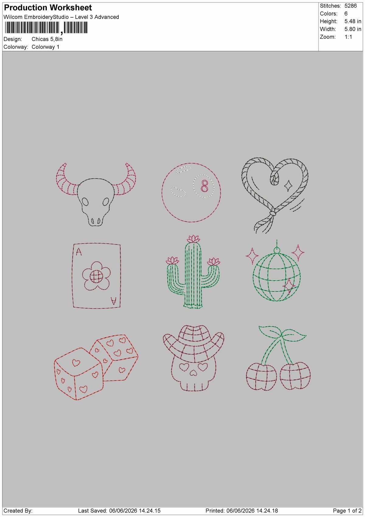 Icons 0606 Embroidery Machine Design File 6 sizes