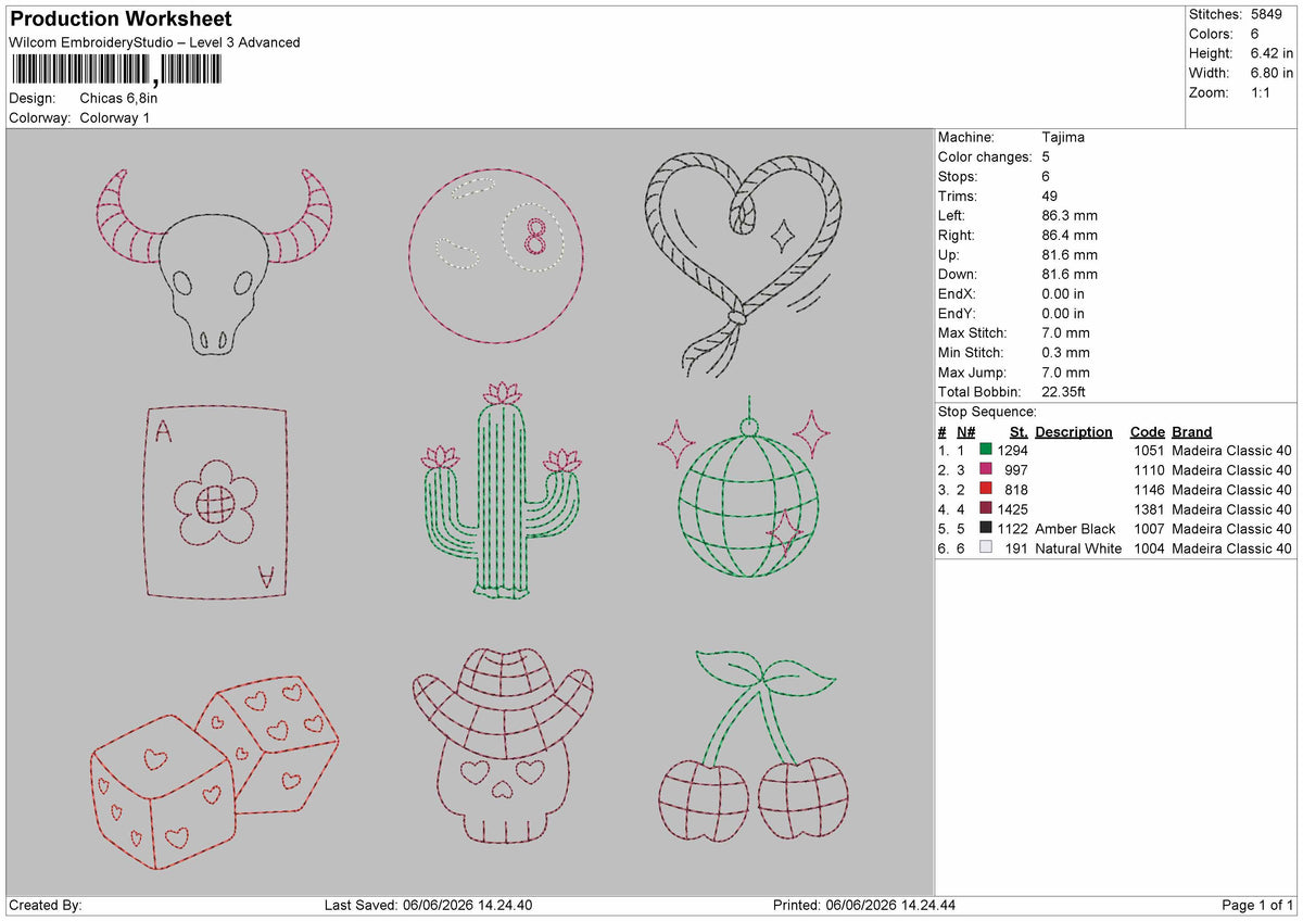 Icons 0606 Embroidery Machine Design File 6 sizes