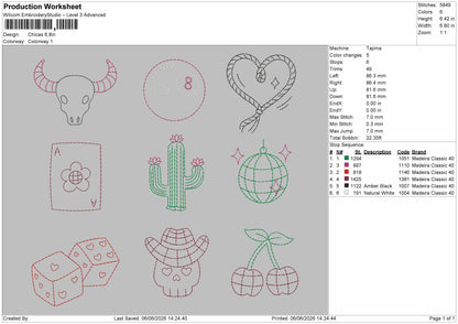 Icons 0606 Embroidery Machine Design File 6 sizes