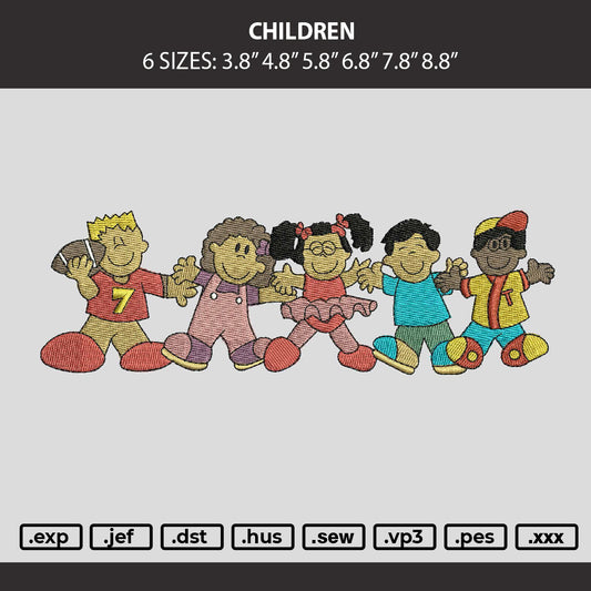 Children Embroidery Machine Design File 6 sizes