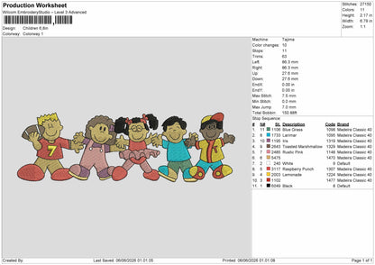 Children Embroidery Machine Design File 6 sizes