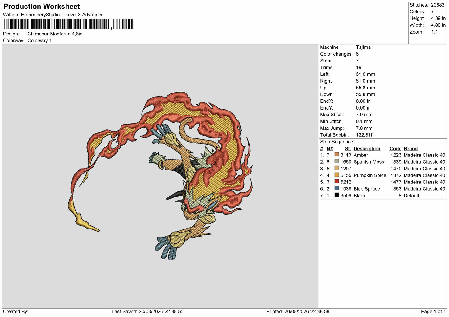 Chimcar Embroidery Machine Design File 6 sizes