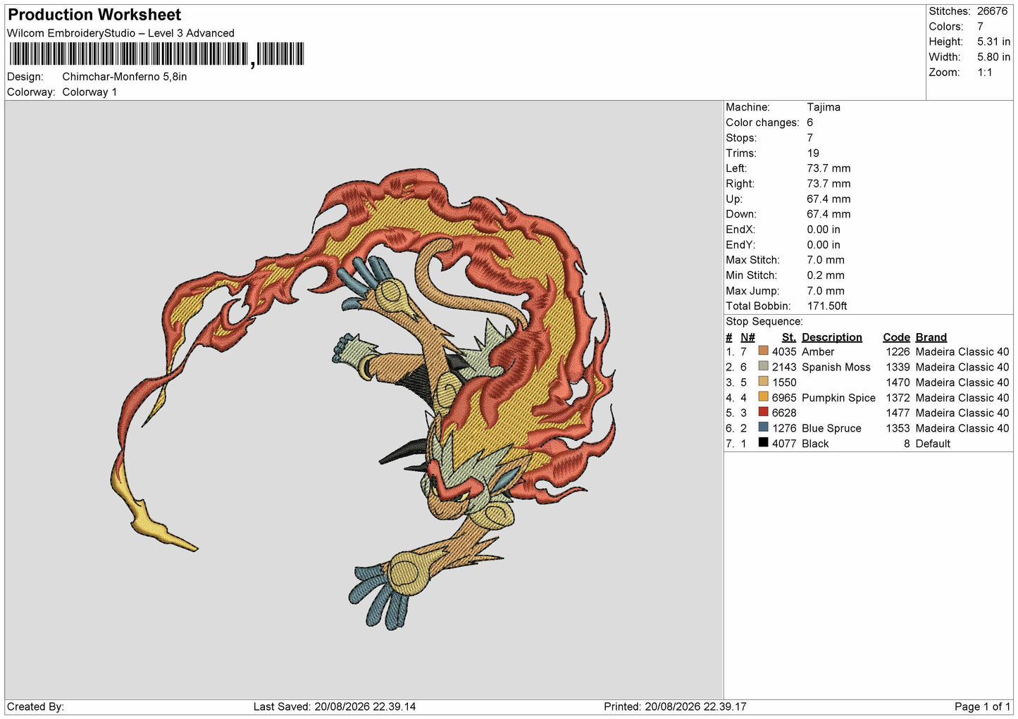 Chimcar Embroidery Machine Design File 6 sizes