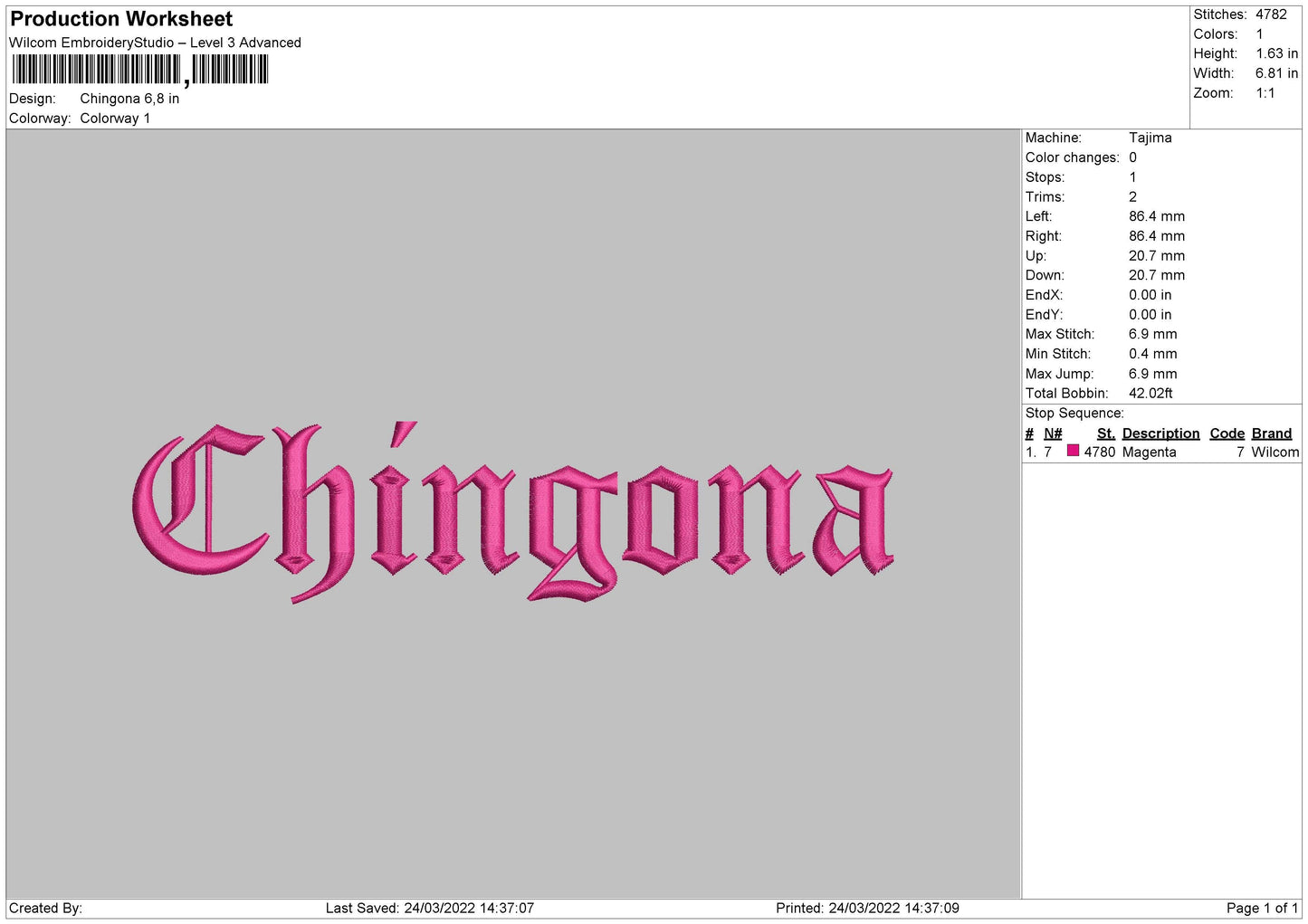 Chingona Embroidery File 4 size